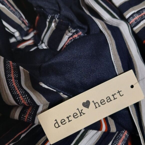 Derek Heart Blue White Striped Sleeveless Romper Jumpsuit Womens Large NEW - Picture 10 of 11